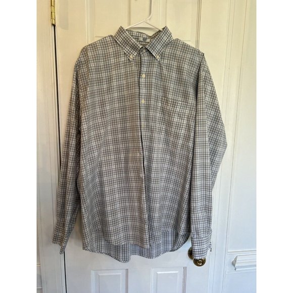 Men’s Peter Millar Gray Blue Check Shirt Plaid Button Down Shirt Size XL - Picture 1 of 11